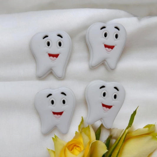 Tooth With Face Silicone Focal Bead