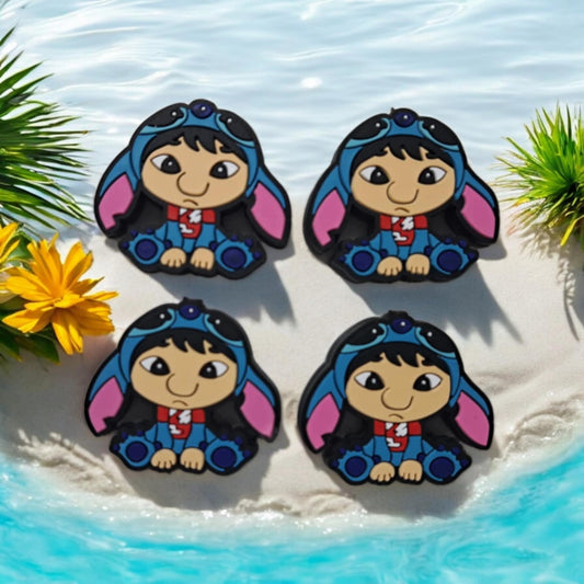 Lilo Sitting in Stitch Onesie Silicone Focal Bead