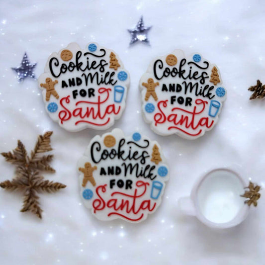 Cookies and Milk For Santa (Large) Silicone Focal Bead