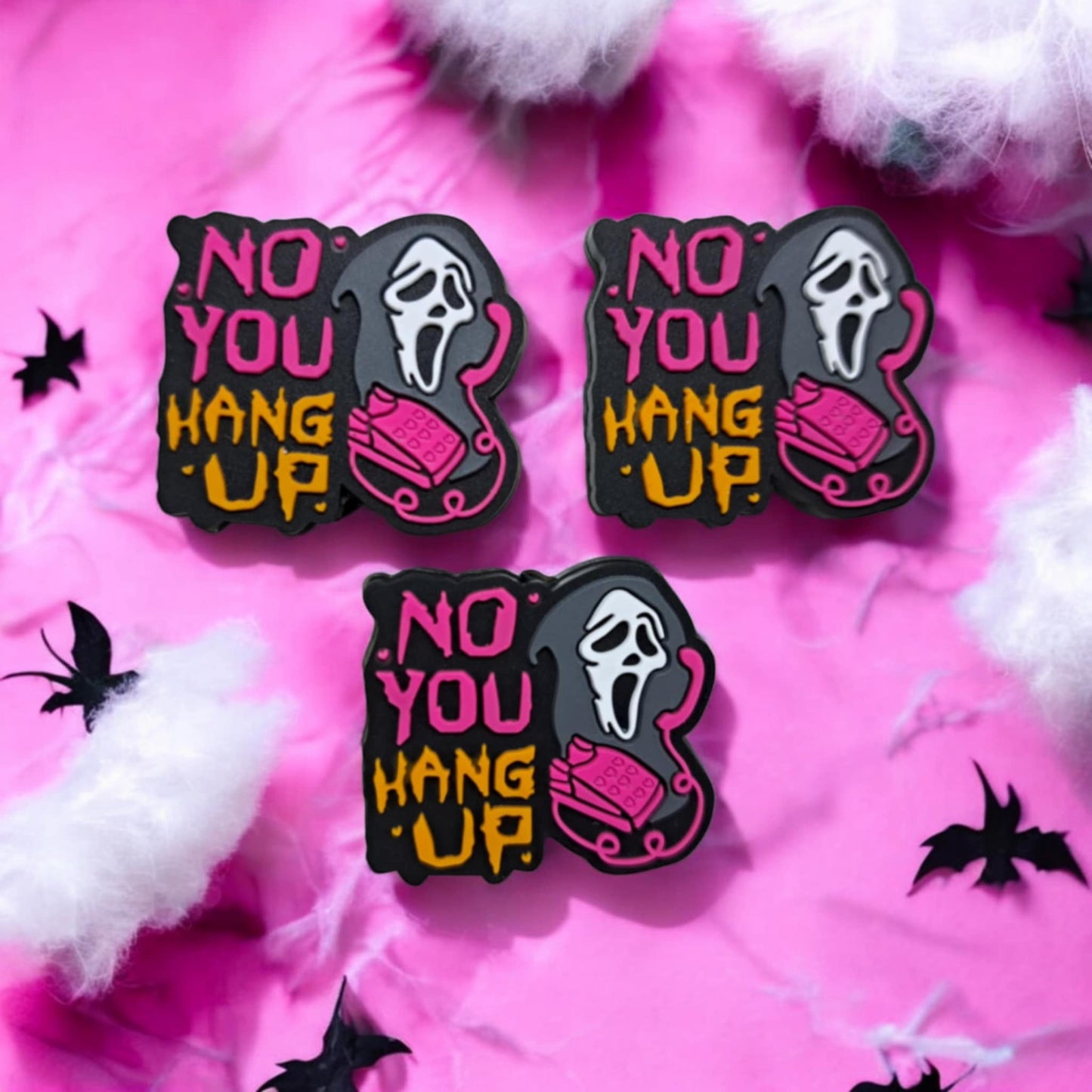 Ghostface on Phone: No You Hang Up on Pink Telephone Silicone Focal Bead - 1346