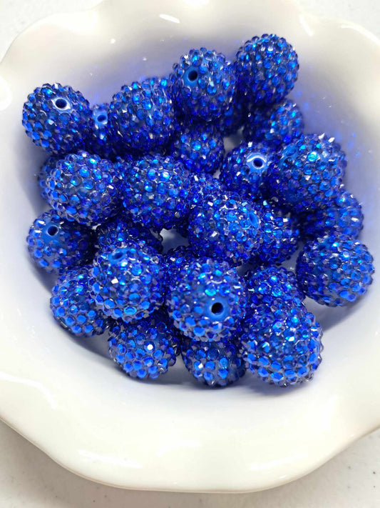 Royal Blue 20mm Rhinestone Bubblegum Bead - 1084