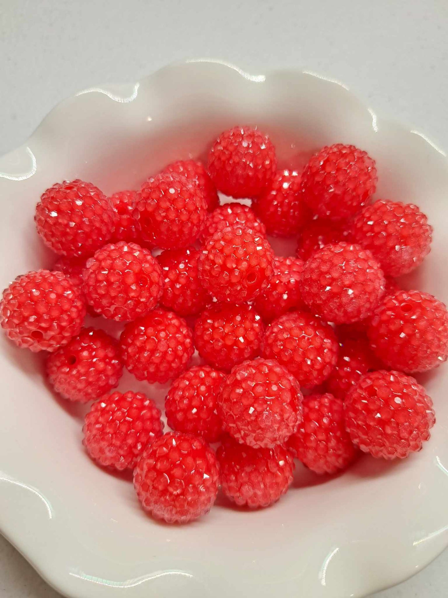 Red Glaze 20mm Rhinestone Bubblegum Bead - 1083