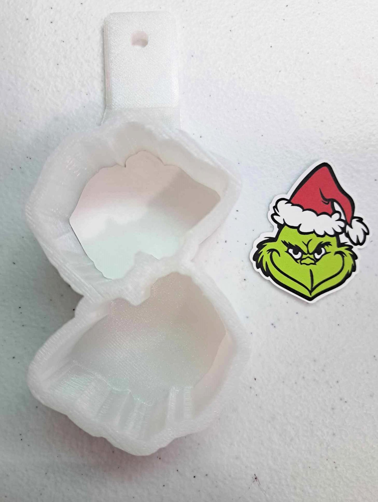 VENT CLIP: Mean One with Santa Hat Two Cavity Small Vent Cardstock Silicone Mold, Aroma Bead Molds, Car Freshener Mold, Premium Cardstock