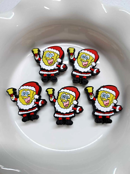 SpongeBob in Santa Suit with Bell- Christmas Silicone Focal Bead - 0522