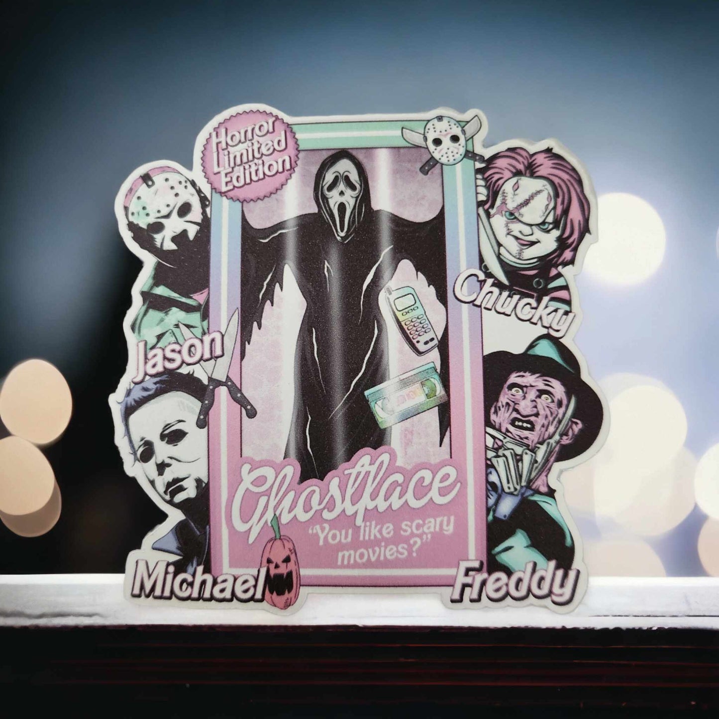 Pink Ghostface Doll Box with Horror Friends: Barbie Box Cardstock Silicone Mold, Aroma Bead Molds, Car Freshener Mold, Premium Cardstock Images