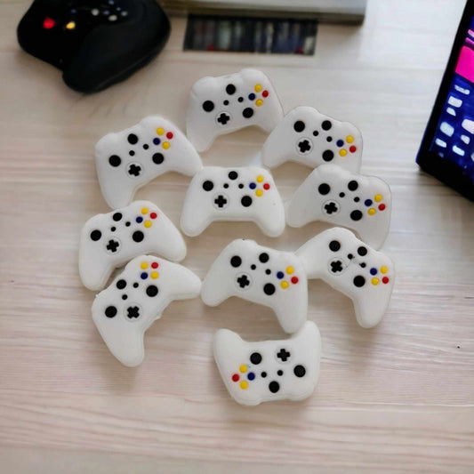 White Gaming Controller: Style 2 Silicone Focal Bead - 0062