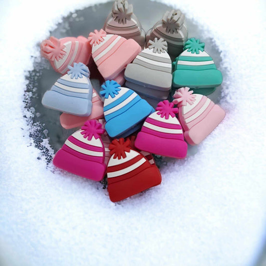 Colorful Winter Beanie Hat Silicone Focal Bead - 0023