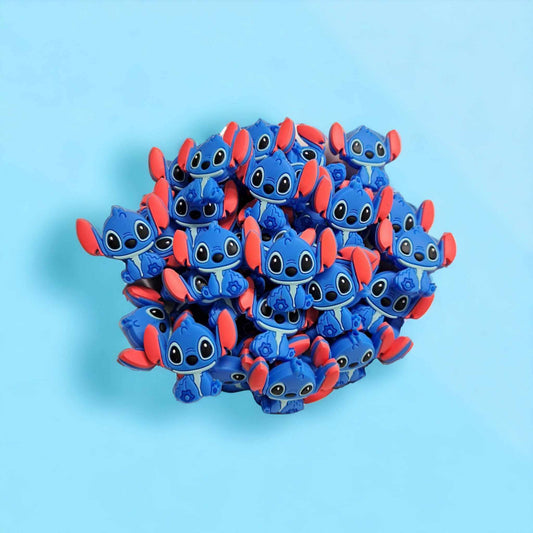 Stitch/Blue Alien Full Body Silicone Focal Bead - 0031