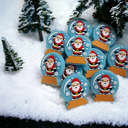 Santa In Snowglobe Silicone Focal Bead - 0082