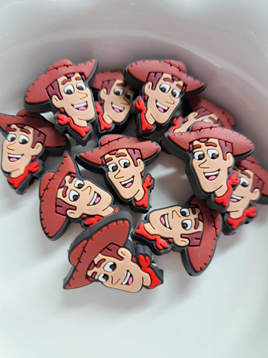 Woody Head with Brown Cowboy Hat: Toy Story Inspired Silicone Focal Bead - 0135