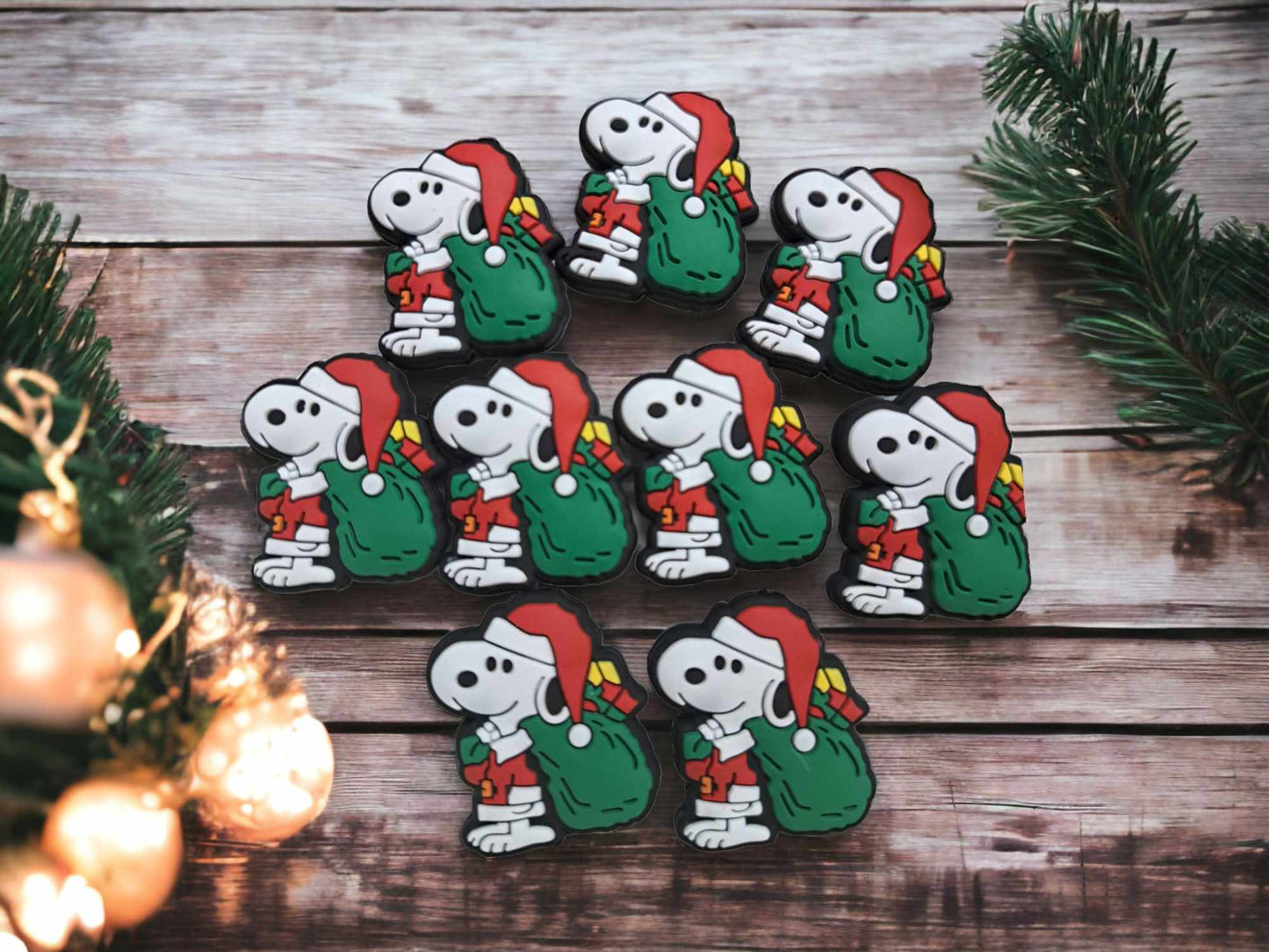 Snoopy Santa with Sack: Christmas Charlie Brown Silicone Focal Bead - 0272