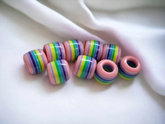 Large Hole 12mm: Pastel Rainbow Acrylic Spacer Bead - 3005