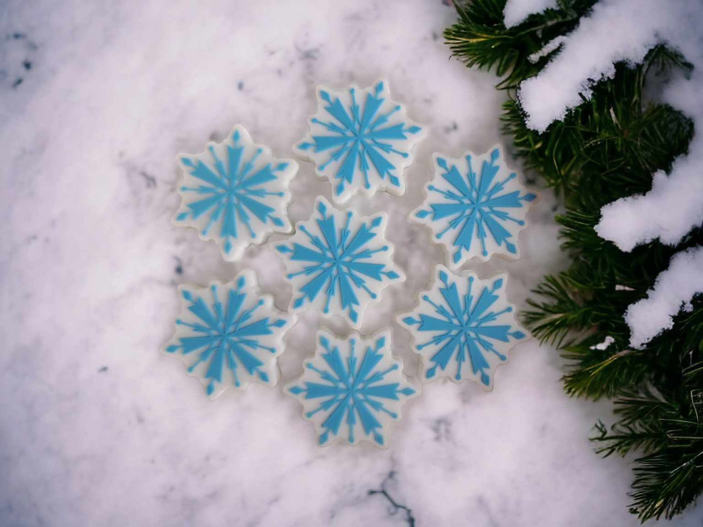 White & Blue Large Snowflake Silicone Focal Bead - 0405