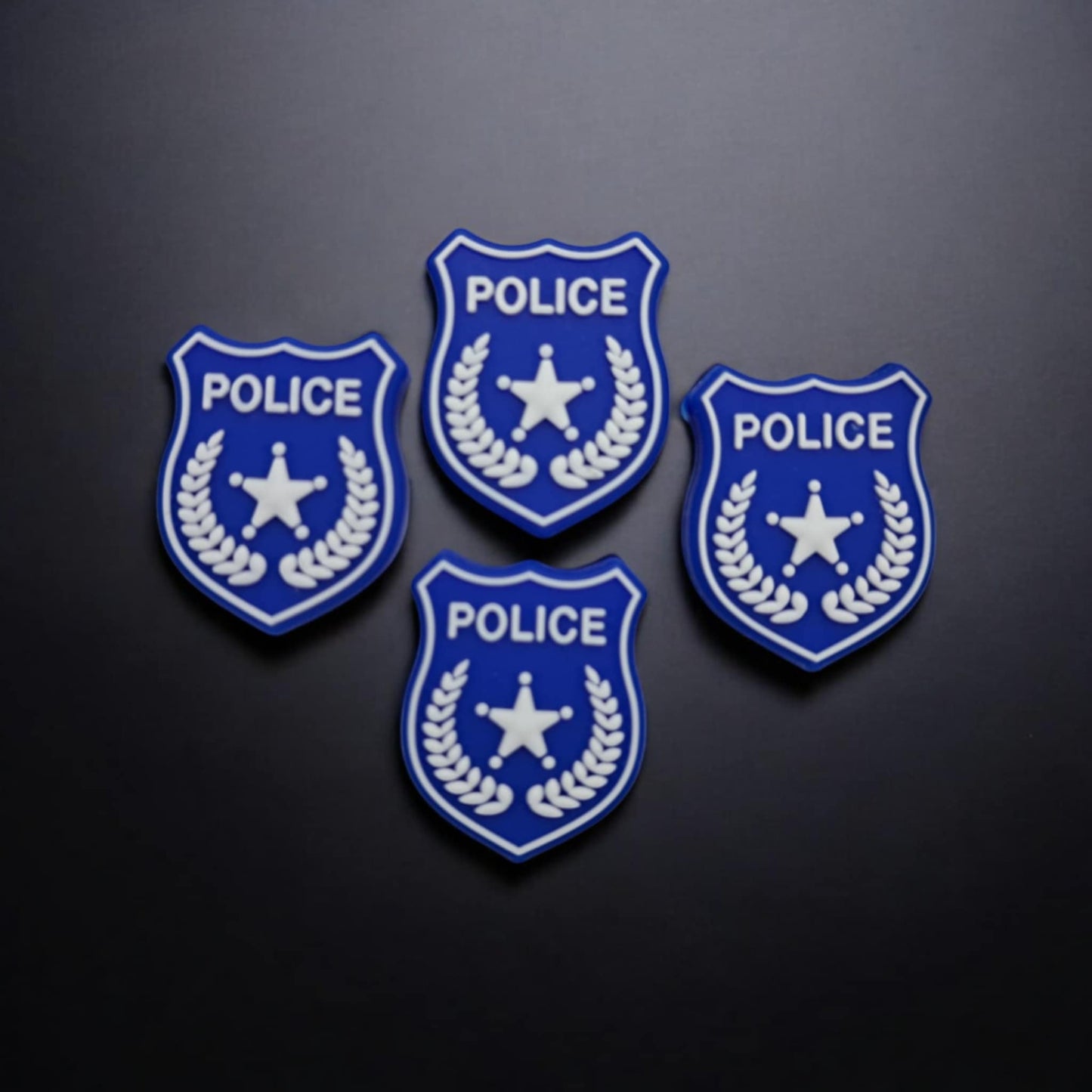 Police Blue Badge Style 2 (White Star) Silicone Focal Bead - 01339