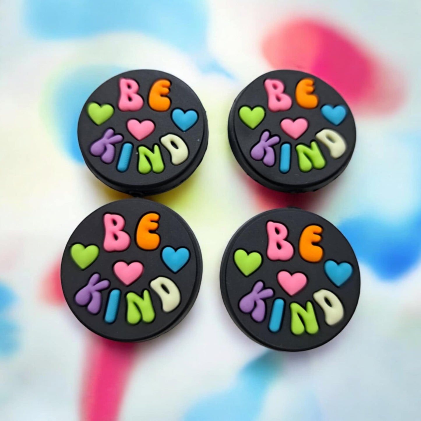 Be Kind - Black Round Silicone Focal Bead