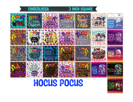 3 inch Square: Hocus Pocus - Movie Inspired Theme Cardstock/Picture With Beveled Edge Cardstock Silicone Mold, Aroma Bead Molds, Car Freshener Mold