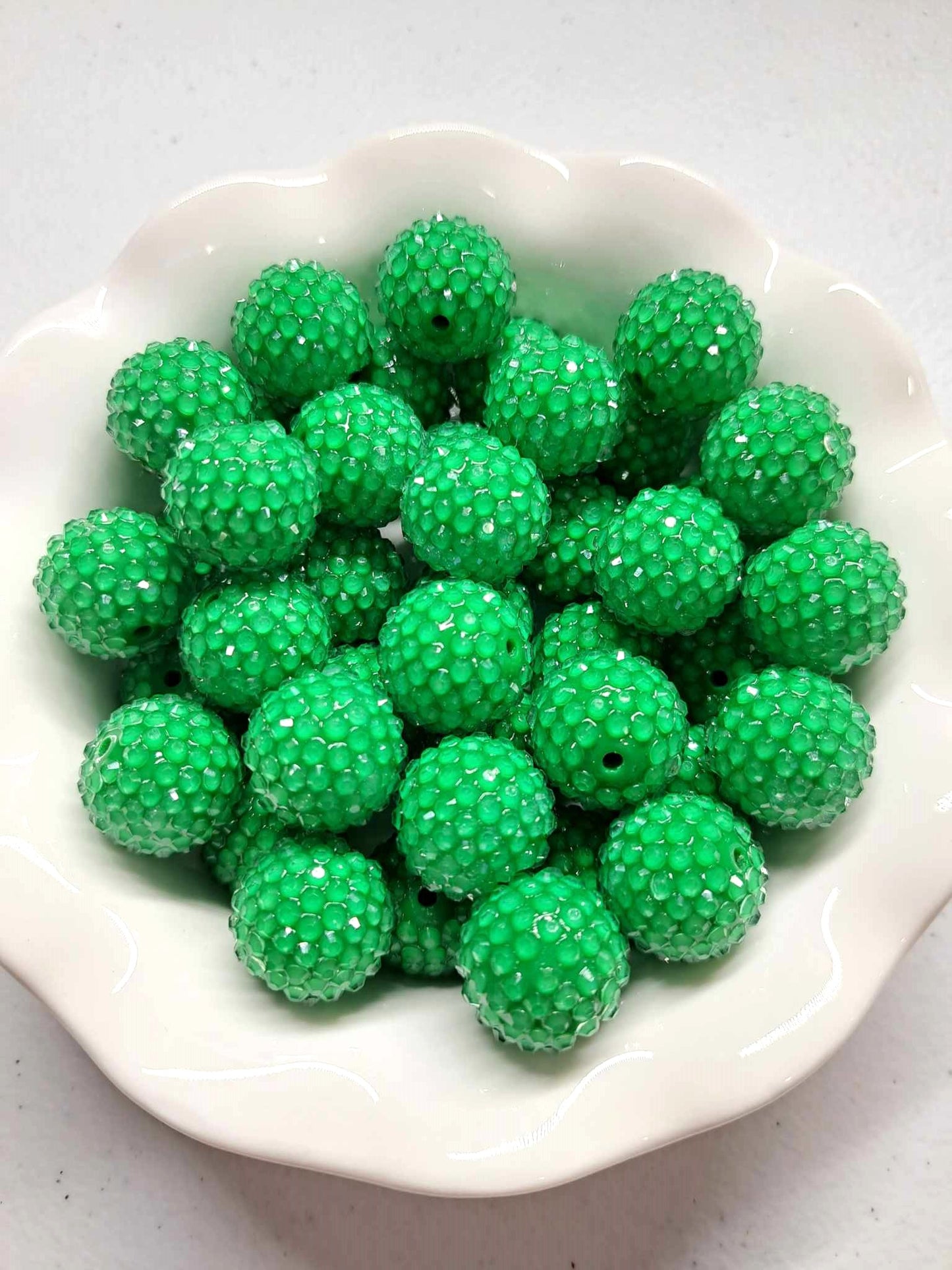 Green Glaze 20mm Rhinestone Bubblegum Bead - 1103