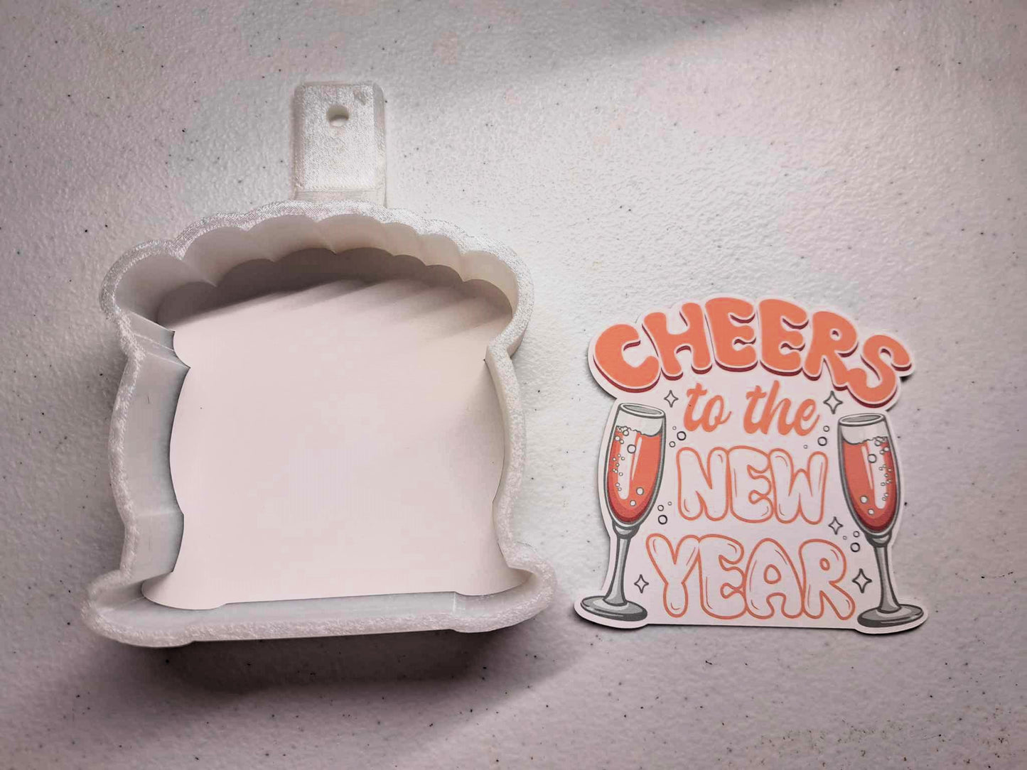 Cheers to the New Year: Champagne Glasses Cardstock Silicone Mold, Aroma Bead Molds, Car Freshener Mold