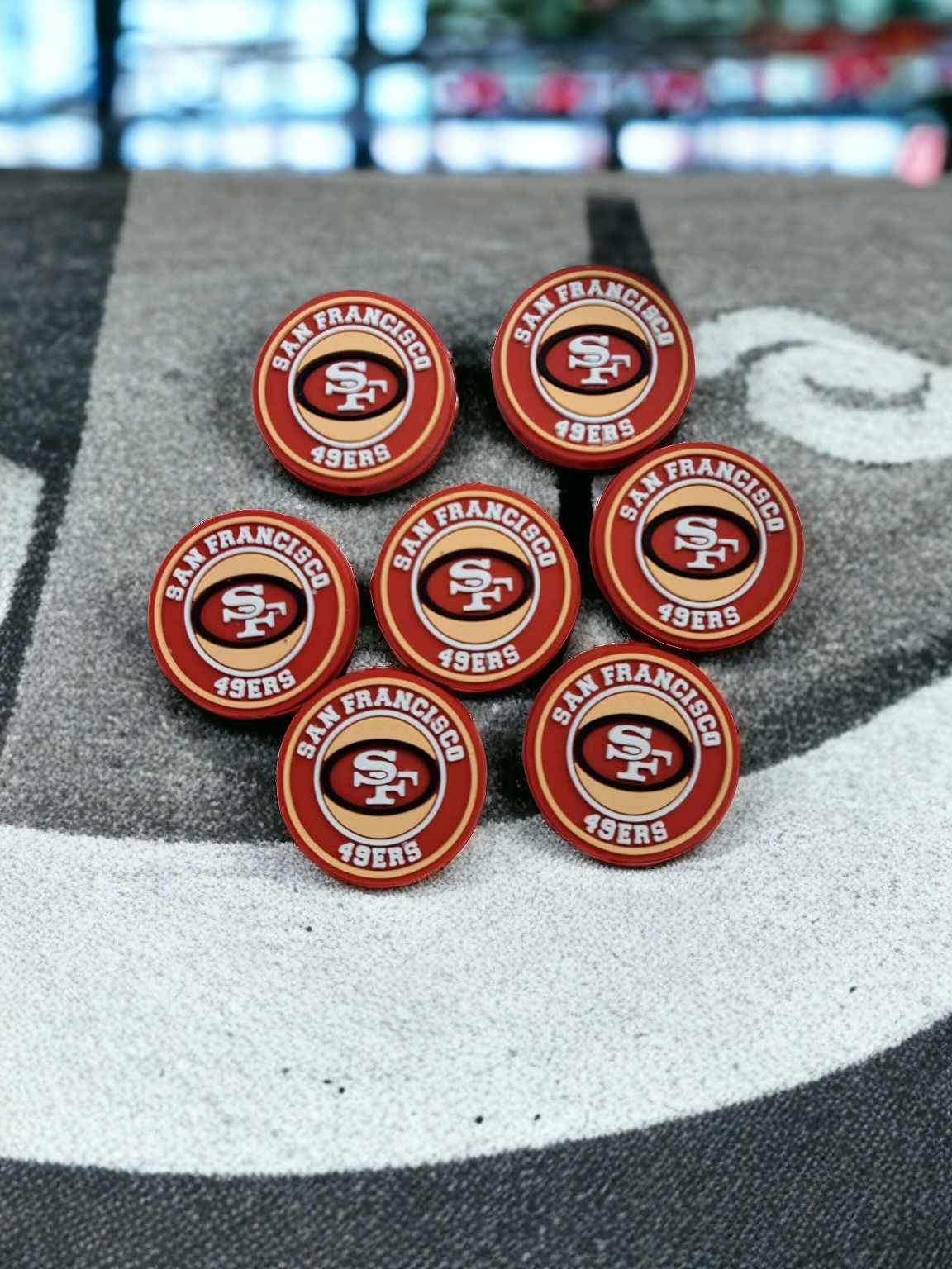 San Francisco 49ers Red Round Logo Football Silicone Focal Bead - 0610