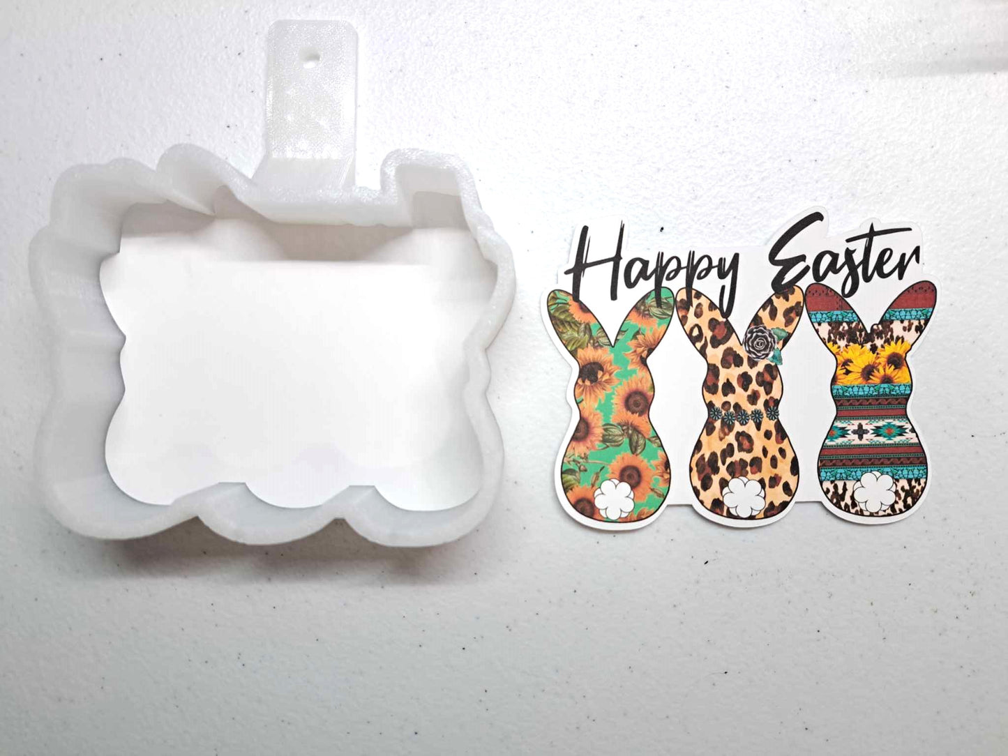 Western Bunnies: Happy Easter Silicone Mold, Aroma Bead Molds, Car Freshener Mold, Premium Cardstock Images