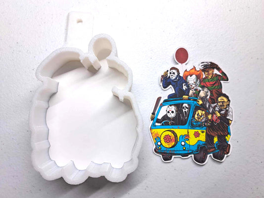 Scary Horror Killer Murder Friends Van Halloween Silicone Mold, Aroma Bead Molds, Car Freshener Mold