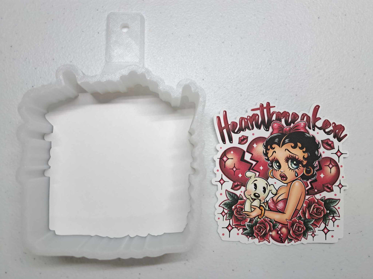 Heartbreaker Betty Boop Valentine Cardstock Silicone Mold, Aroma Bead Molds, Car Freshener Mold, Premium Cardstock Images