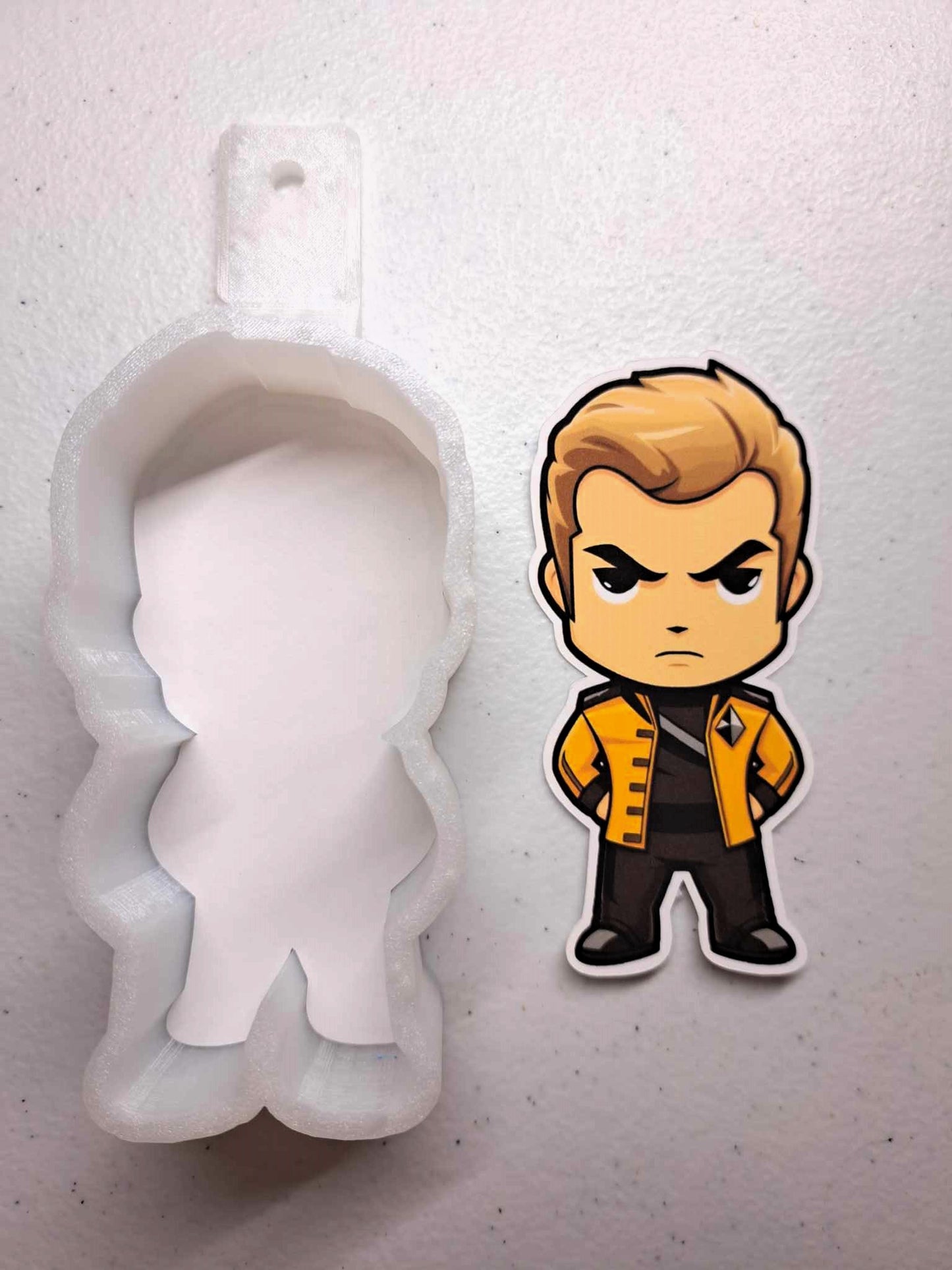 Star Trek Chibi: James T. Kirk Cardstock Silicone Mold, Aroma Bead Molds, Car Freshener Mold, Premium Cardstock Images