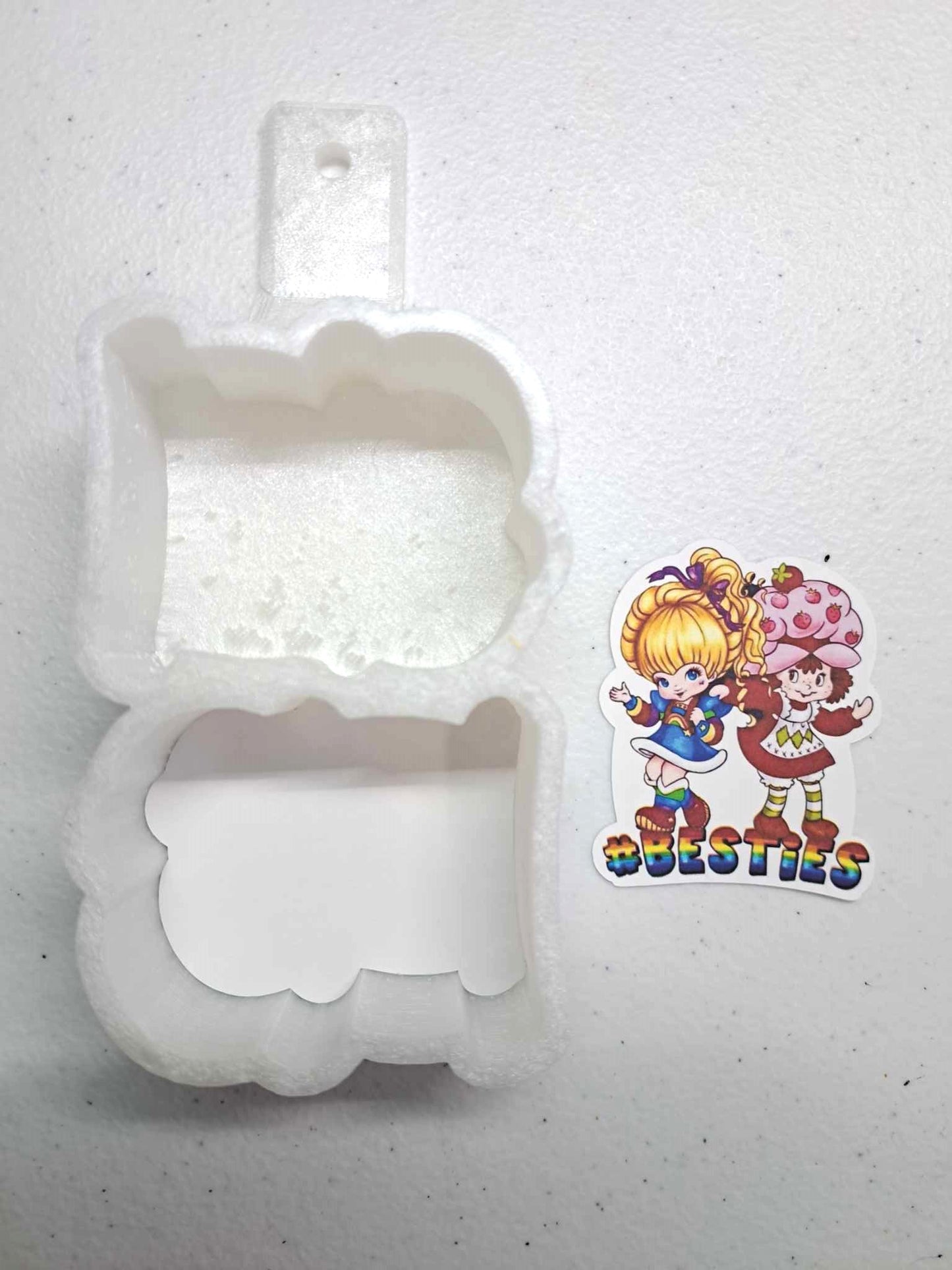 VENT CLIP: 80's #Besties Rainbow Bright & Strawberry Shortcake 2 Cavity Cardstock Silicone Mold, Aroma Bead Molds, Car Freshener Mold