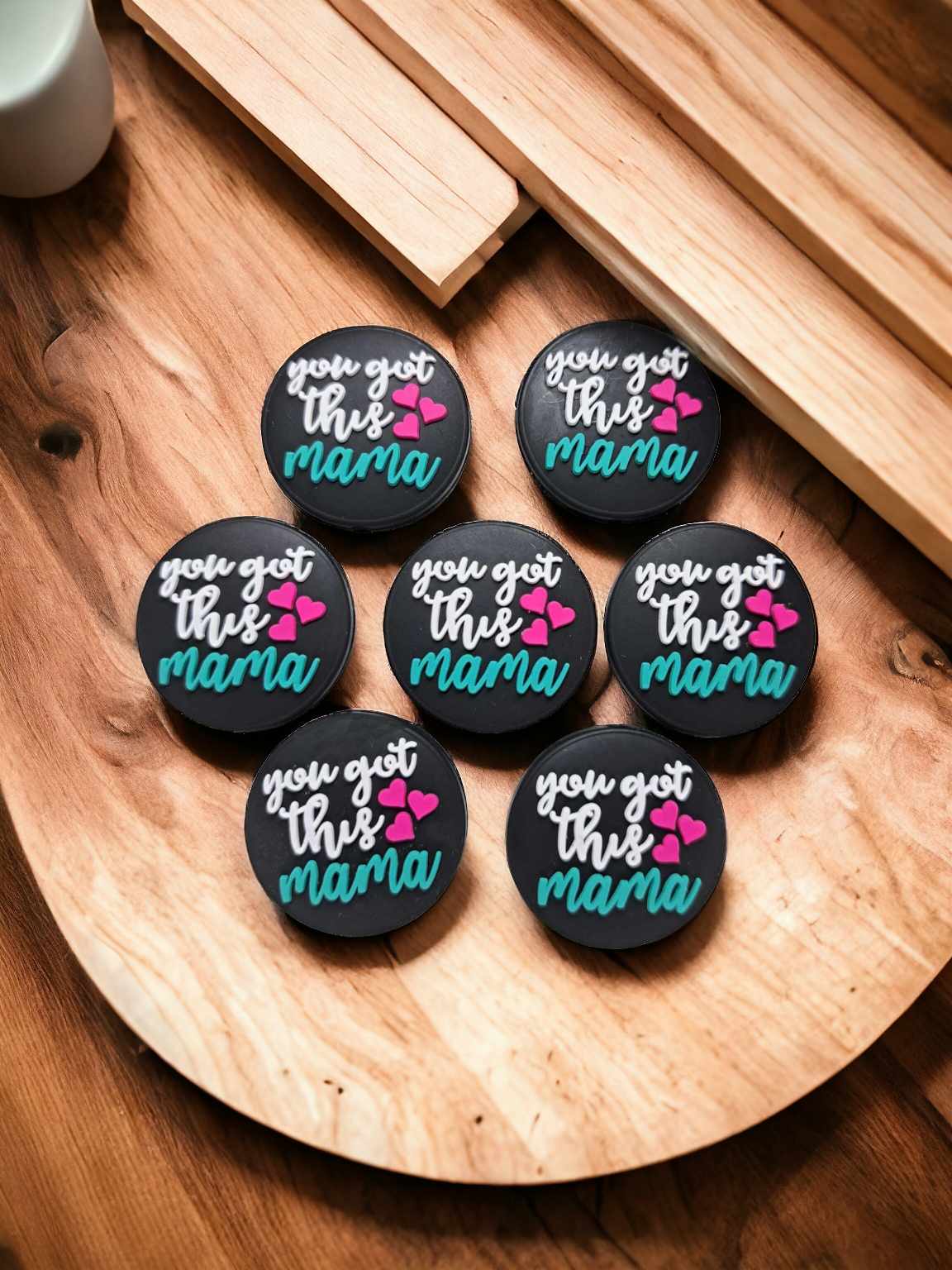 You Got This Mama Black Round Silicone Focal Bead - 0722