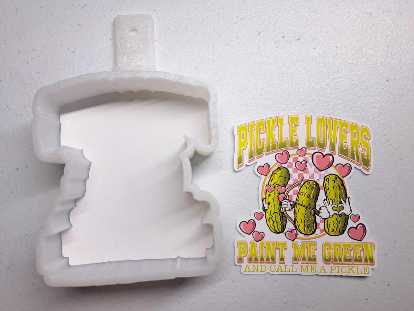 Pickle Lovers Paint Me Green & Call Me a Pickle Cardstock Silicone Mold, Aroma Bead Molds, Car Freshener Mold, Premium Cardstock Images