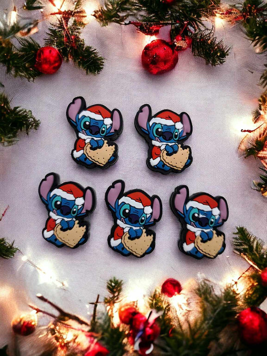 Stitch with Cookie in Santa Suit Hat - Christmas Silicone Focal Bead - 1220