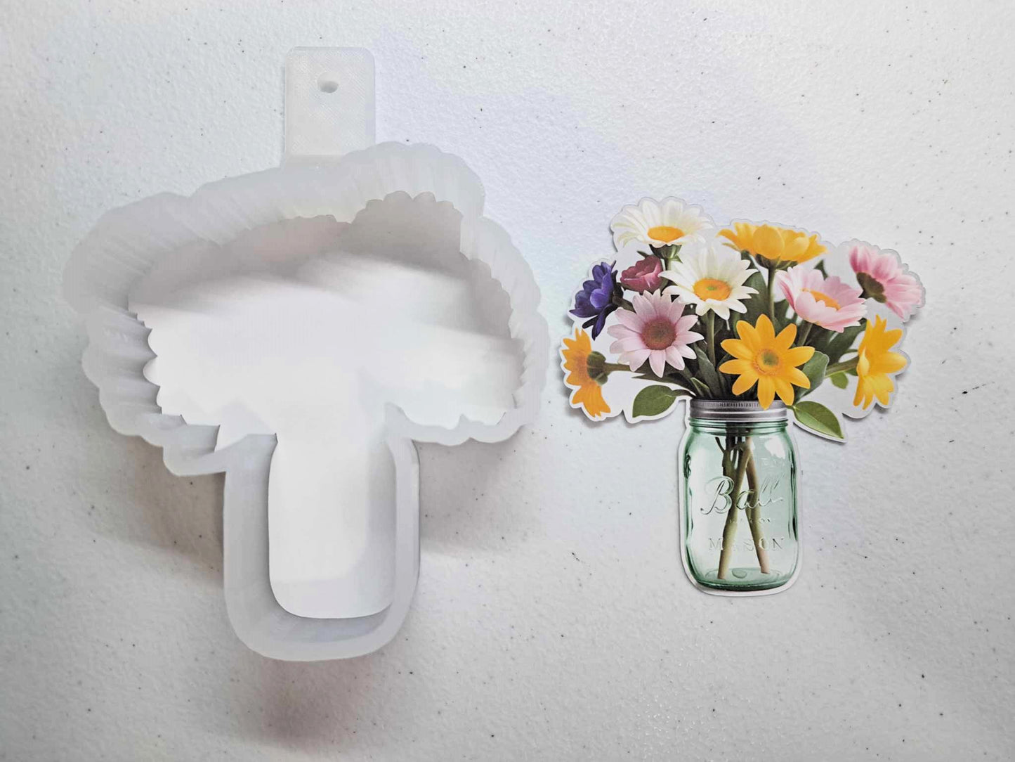 Mason Jar Vase Flower Bouquet Cardstock Silicone Mold, Aroma Bead Molds, Car Freshener Mold, Honey pot