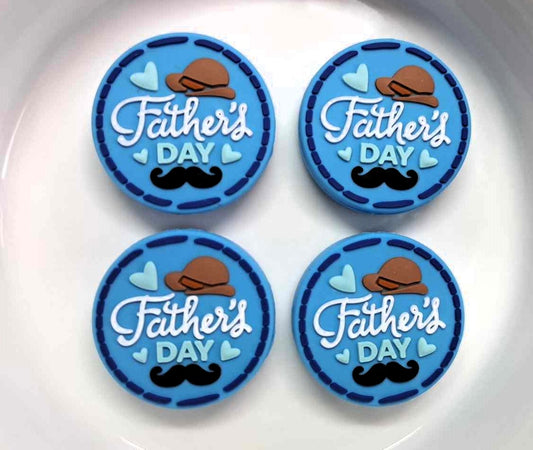 Happy Father's Day: Blue Round Silicone Focal Bead - 1321