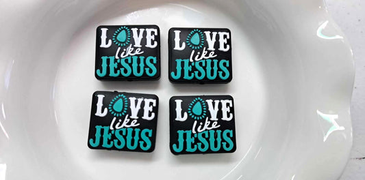 Love like Jesus: Turquoise Gem Silicone Focal Bead - 1288