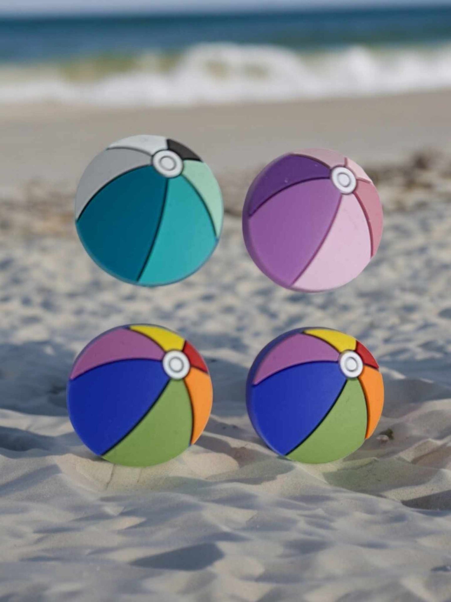 Beach Ball: Multicolors Silicone Focal Bead - 0897