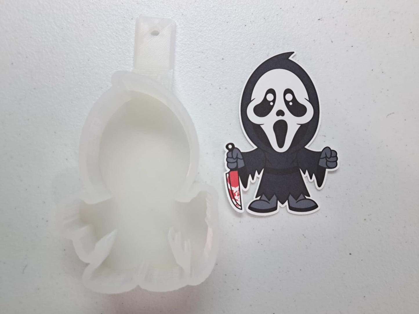 Ghostface Horror Movie Cardstock Silicone Mold, Aroma Bead Molds, Car Freshener Mold