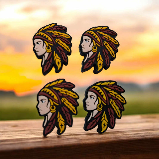 Boy With Indian Headdress (Brown & Yellow) Silicone Focal Bead