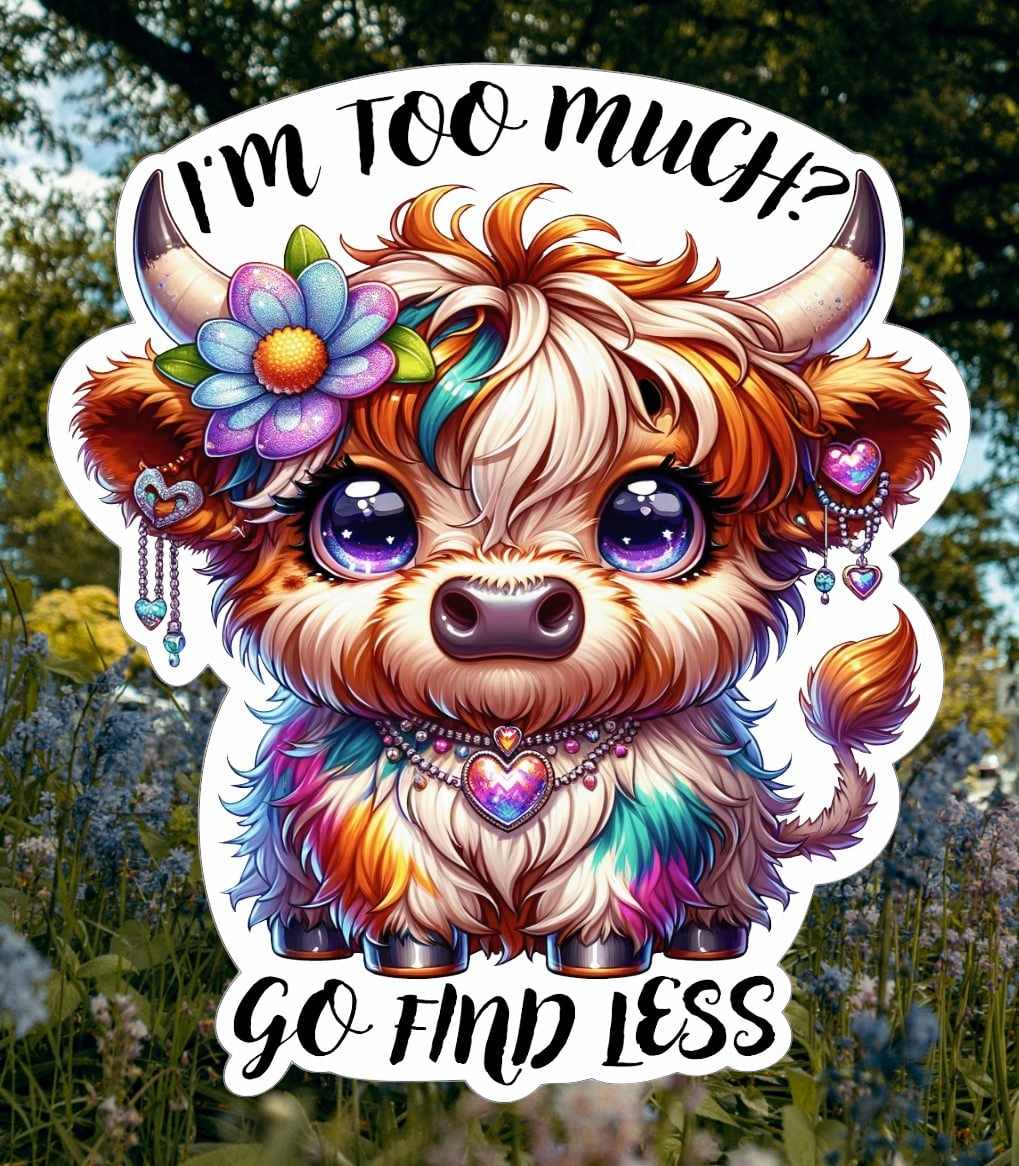 I'm too Much? Go Find Less Boujee Highland Cow Cardstock Silicone Mold, Aroma Bead Molds, Car Freshener Mold, Premium Cardstock Images