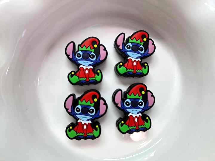 Stitch in Red Elf Costume and Hat - Christmas Silicone Focal Bead