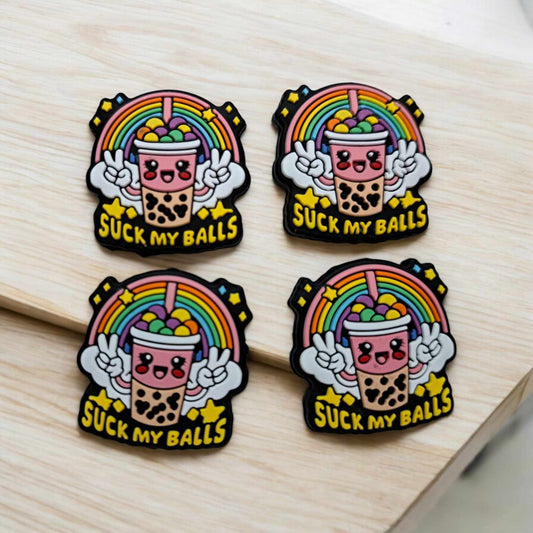 Suck My Balls - Boba Drink with Rainbow Silicone Focal Bead