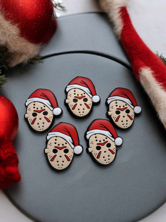 Jason Mask with Santa Hat - Christmas/Halloween/Horror Movie Inspired Silicone Focal Bead - 0939