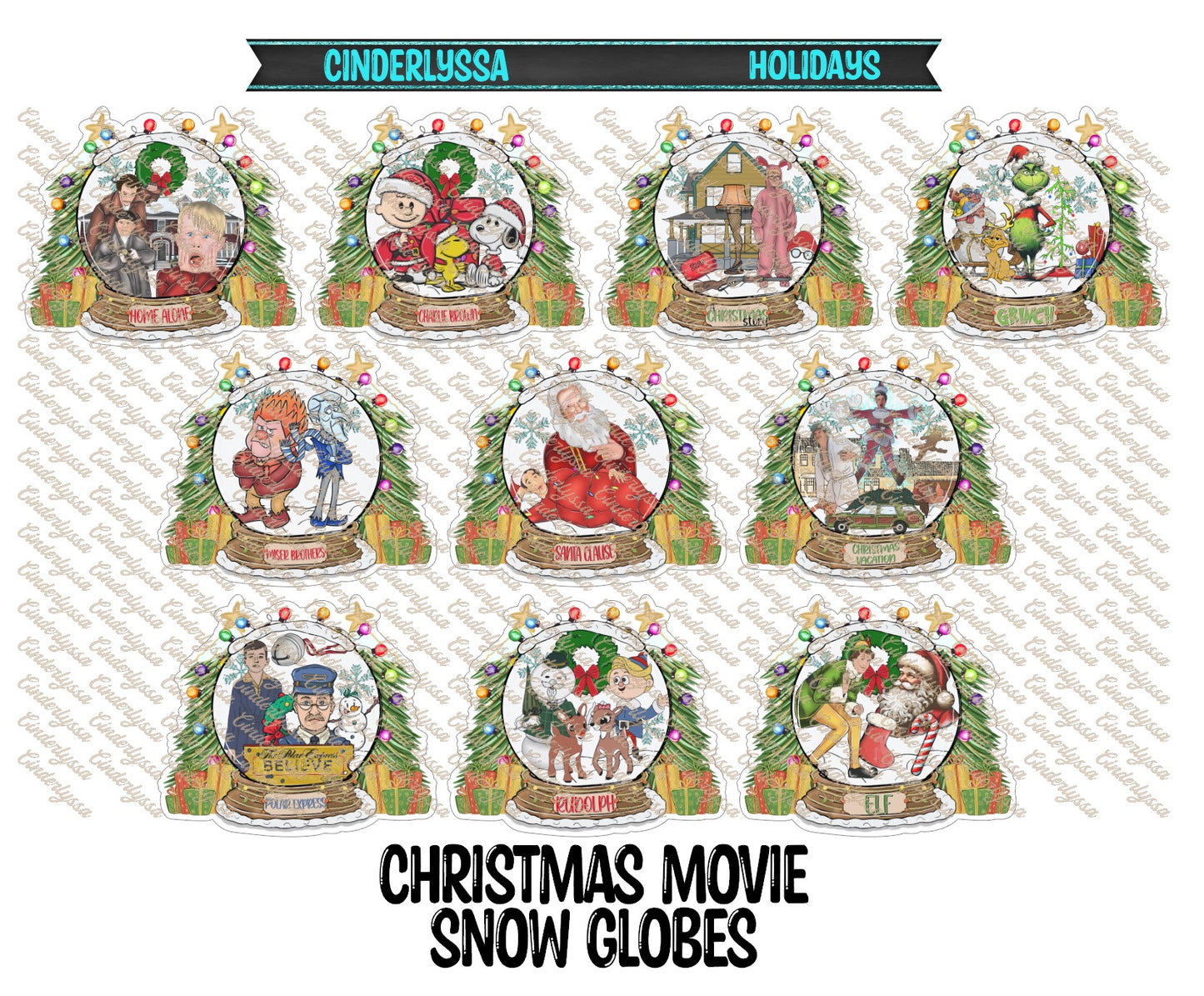 Christmas Movie Snow Globes Cardstock Silicone Mold, Aroma Bead Molds, Car Freshener Mold, Premium Cardstock Images