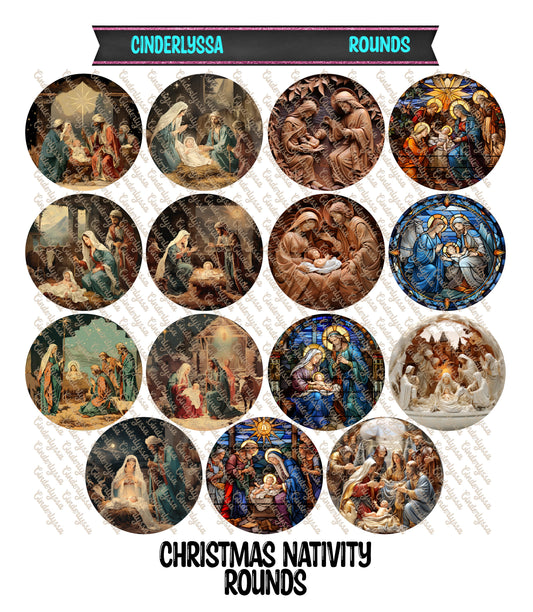 2.5 inch Round Christmas Nativity - Rounds Cardstock Only for freshies: Cardstock Silicone Mold, Car Freshener, Premium Cardstock Images-NO MOLD