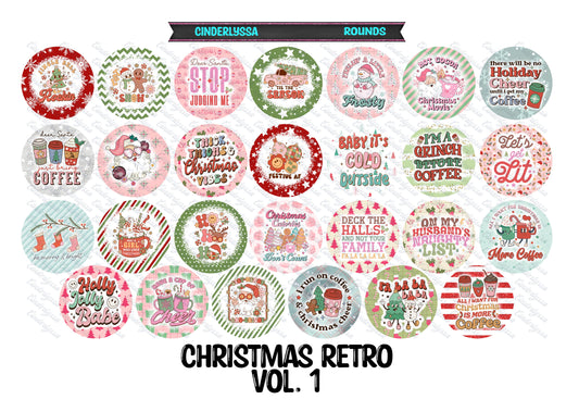 3 inch Round Christmas Retro Vol. 1: Cardstock Only for freshies - NO MOLD for Aroma Bead Molds, Car Freshener, Premium Cardstock Images