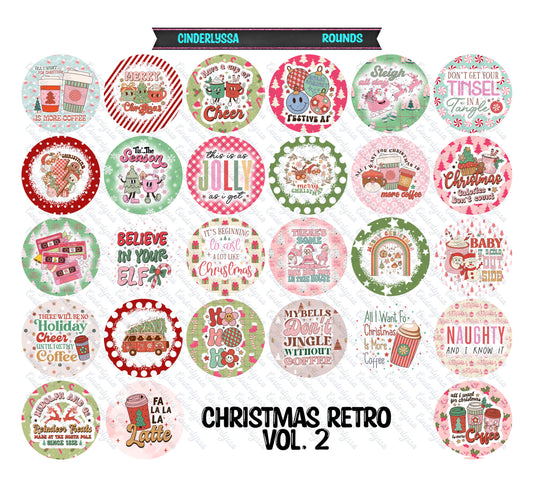 3 inch Round Christmas Retro Vol. 2: Cardstock Only for freshies - NO MOLD for Aroma Bead Molds, Car Freshener, Premium Cardstock Images