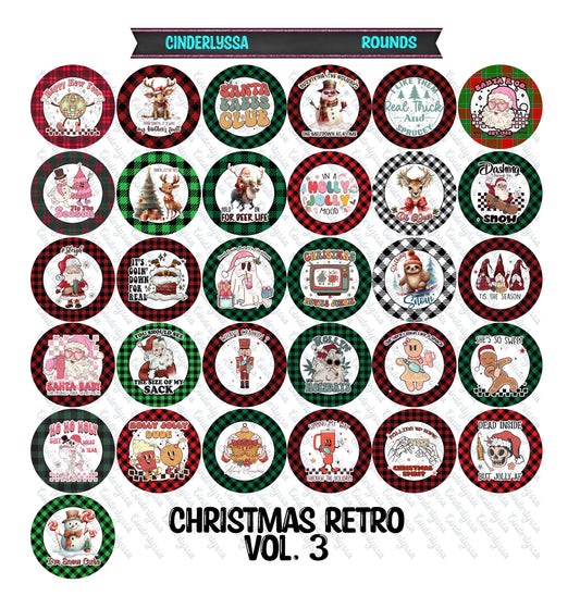 2.5 inch Round Christmas Retro Vol. 3: Cardstock Only for freshies - NO MOLD for Aroma Bead Molds, Cardstock Silicone Mold, Car Freshener, Premium Cardstock Images