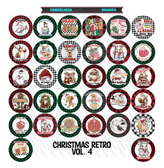 3 inch Round Christmas Retro Vol. 4: Cardstock Only for freshies - NO MOLD for Aroma Bead Molds, Car Freshener, Premium Cardstock Images