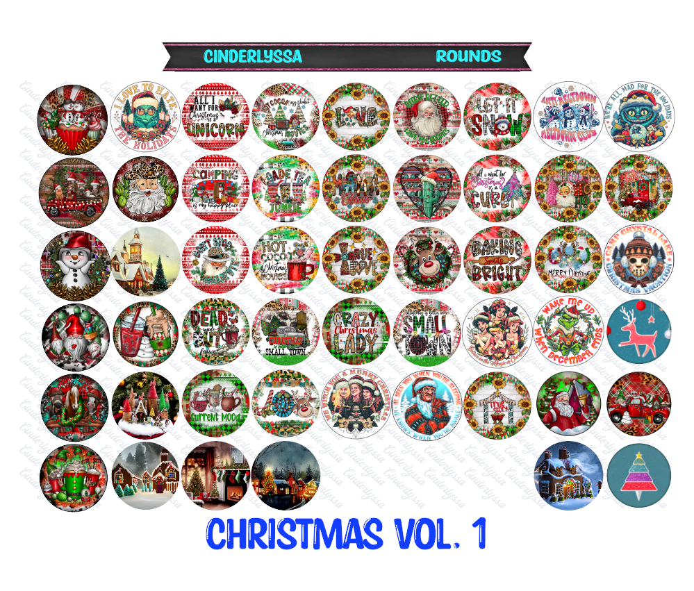 2.5 inch Round Christmas Vol. 1: Cardstock Only for freshies -NO MOLD for Aroma Bead Molds, Cardstock Silicone Mold, Car Freshener, Premium Cardstock Images