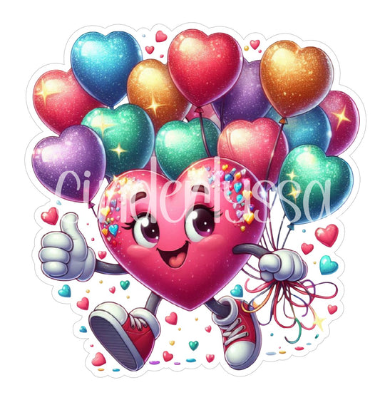 Cute Valentine Kawaii Heart With Balloons Cardstock Silicone Mold, Aroma Bead Molds, Car Freshener Mold, Premium Cardstock