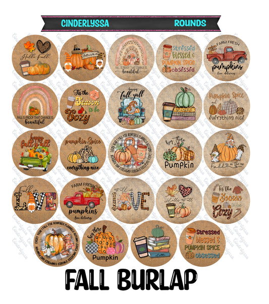 2.5 inch Round Fall Burlap Cardstock Only for freshies:  Aroma Bead Molds, Premium Cardstock Images-NO MOLD